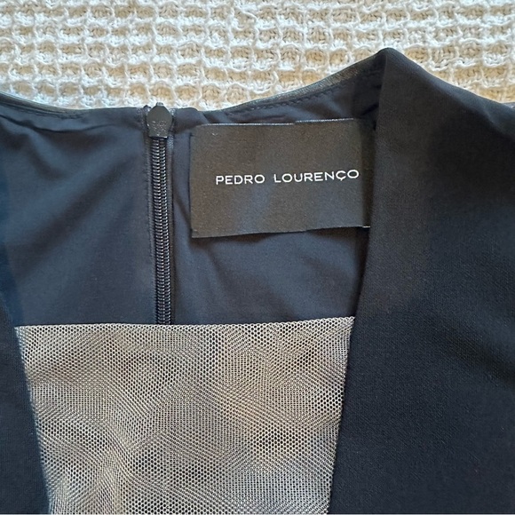 PEDRO LOURENÇO Black Sleeveless V neck mini Dress mesh lining size 36 / US Small - Picture 6 of 11